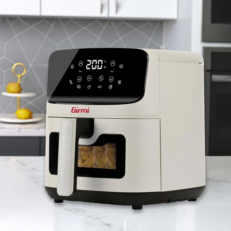 Friggitrice Aria GIRMI 4,2 Litri 1 Kg Bianco NO Olio 8 Programmi Touch Digitale, fotografia 6 di 8