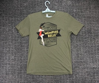 Memphis Belle T-Shirt Adult Medium Green B-17 Flying Fortress Air Force USA New