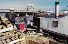 WI Fishing Tug Boat, Bridge, Kewaunee Wisconsin Postcard