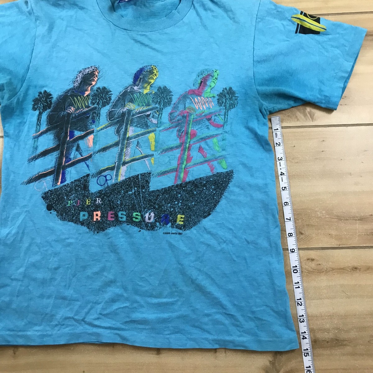 スケートボード Ocean Pacific Gray antique vintage old OP Ocean Pacific T-Shirt S/M Skateboard Faded Single Stitch