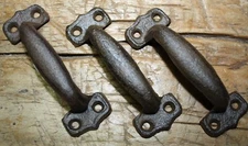 6 Cast Iron TINY Antique Style RUSTIC Barn Handle, Gate Pull Shed Door Handles 