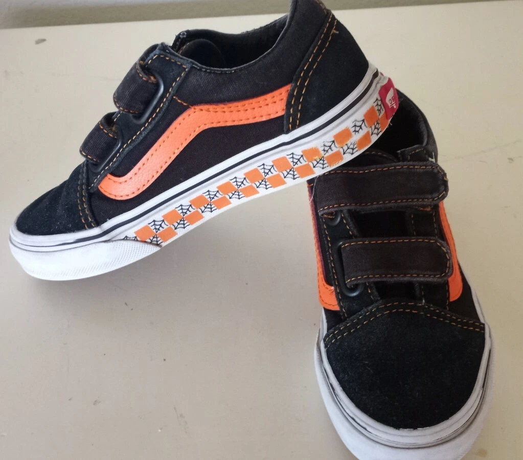 Orange and black shop vans old skool