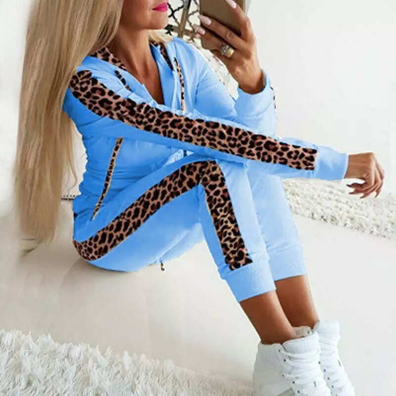 1Set Woman Hoodie Pants Tracksuit Zip Sportwear Zipper Jogging Suit Plus Size Ne