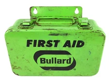 Vintage E. D. Bullard First Aid Kit Green Painted Steel Box 1970s w/ Supplies