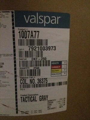 5 lbs Valspar Military Tactical Gray Powder Coating Paint PN 1007A77