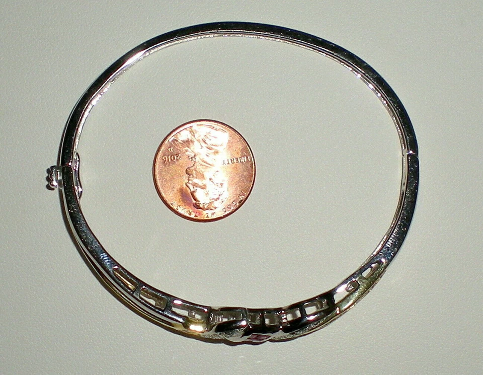 4Ct Princess Cut Lab Created Ruby 14K Two Tone Gold Plated Womens Classic Bangle - Image 4 of 4