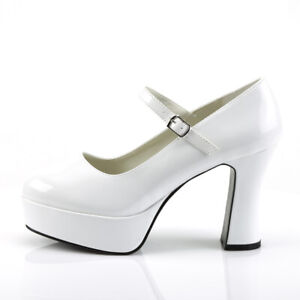 white mary jane heels