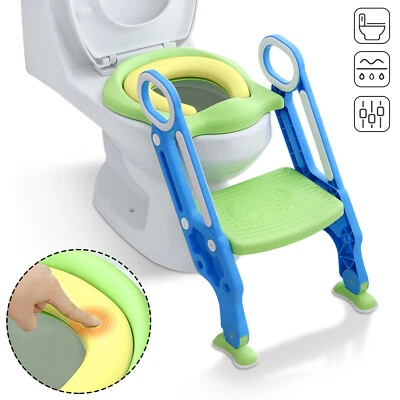 FROADP Toilettentrainer Toilettensitz Lerntöpfchen WC Sitz mit Treppe für 1~7 Kinder DE
