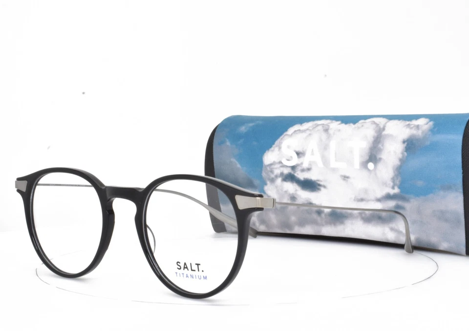 SAL. Anteojos Brillantes Negro Redondo Titanio RICK BK 48-21-145 Foto 2 de 4