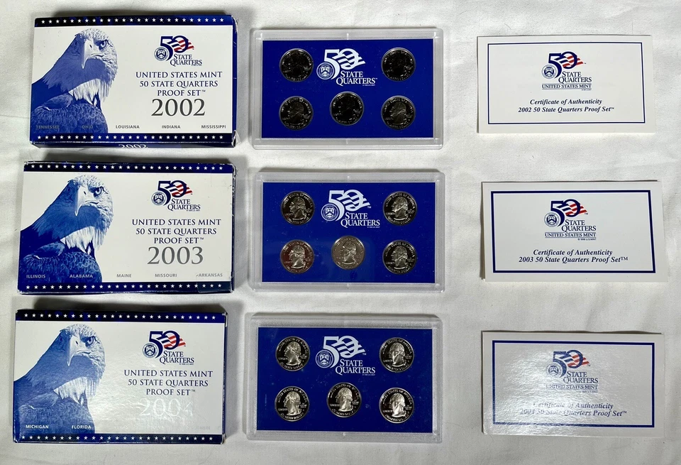 1999-2009 50 State Quarters and Territories Run Of 11 Clad Proof Sets w/ Box COA - Image 4 of 4