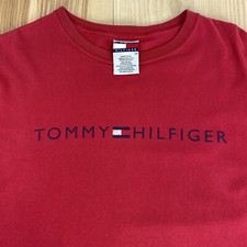 Tommy Hilfiger Vintage 90’s Red Logo Spell Out T Shirt Men's Small USA Made