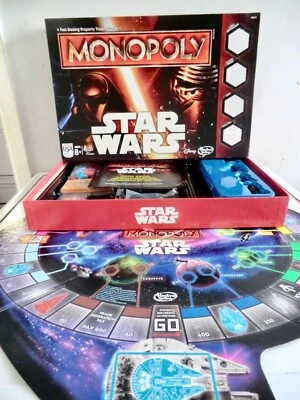DISNEY HASBRO MONOPOLY STAR WARS EDITION WITH FOUR CHARACTER TOKENS MADE IN USA - Photo 1/4