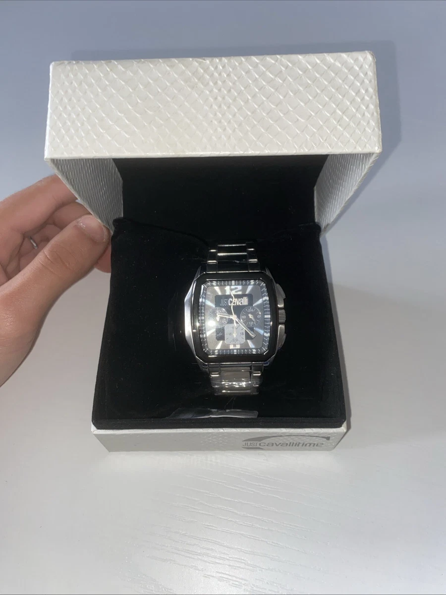 Montre Chronographe Just Cavalli Pour Homme - Cadran Carré Marron, Boîtier Acier - Neuf Avec étiquettes