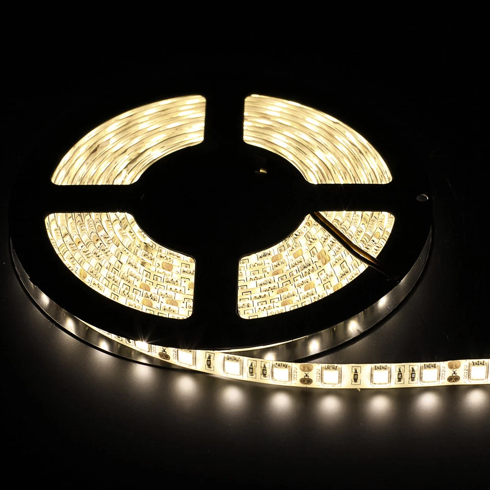 Warm White LED Strip Light 5050 SMD Waterproof Tape Light Dimmable 300 LEDs 5M - Image 2 of 4