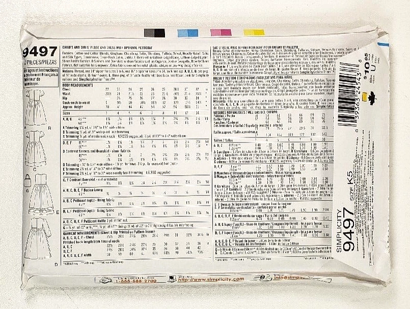 Simplicity Pattern 9497 Girl's Dress Sewing Pattern Complete Size 7-14  Uncut - Image 2 of 2