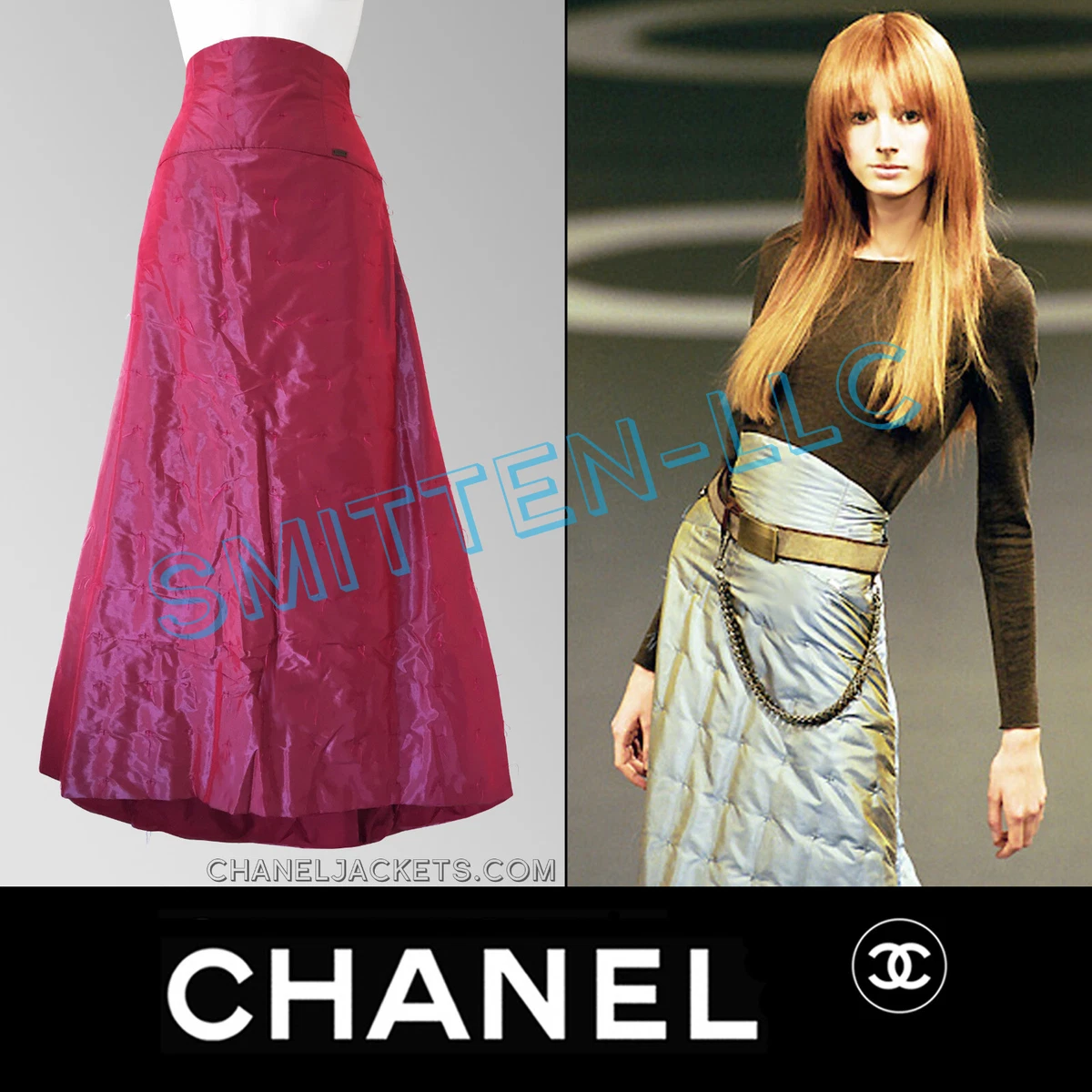 $3,995 CHANEL VNTG Red/Pink Iridescent Quilted MaxI SKIRT * FR 38 / US 2 4  ~ EUC