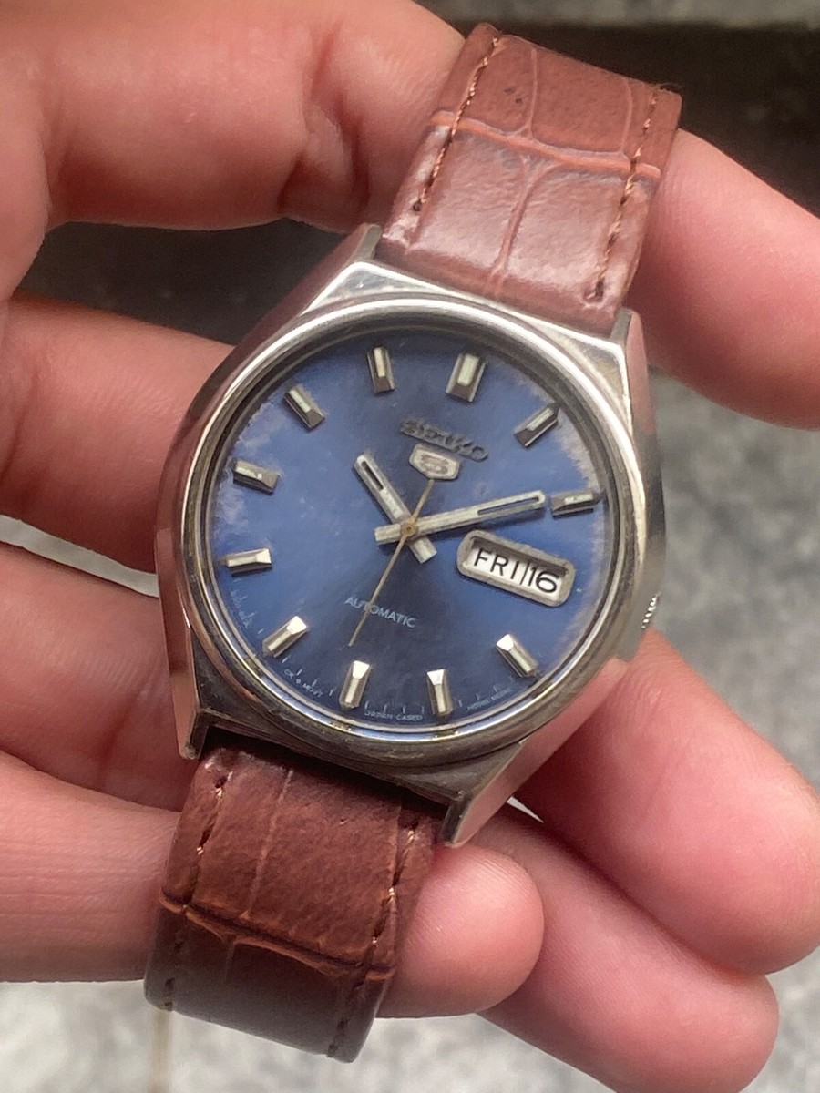 Seiko 5 Automatic Blue Dial Vintage Japan Men's Wrist Watch