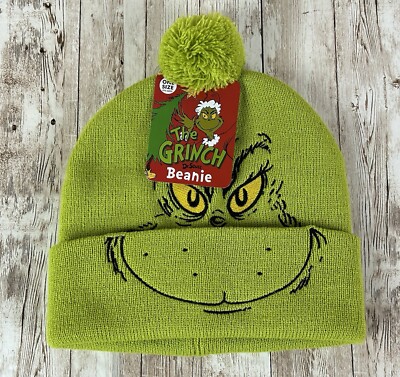 The Grinch Adult Beanie Hat One Size Green Cuffed Brim