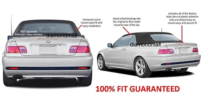 Se adapta a BMW Serie 3 E46 2000-06 convertible techo y ventana de vidrio tela de lona negra Foto 2 de 2