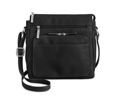 Giani Bernini Nappa Leather Crossbody Bag Black Zipper Closure
