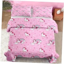 Quilt Set Size, Cute 2 Pcs Soft Bed Cover Bedding Set for Twin Pink Unicorn