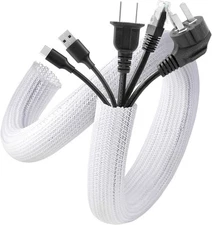 AGPTEK Cable Sleeve Cover, 10ft - 1 inch Cord Management 1"-10ft, White 