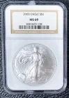 2003 $1 AMERICAN SILVER EAGLE NGC MS69 CLASSIC BROWN LABEL VINTAGE HOLDER