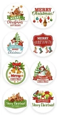 40 PCs Round 1 Inch Merry Christmas Stickers Small Business Envelope Seals 2
