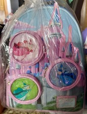 NWT Loungefly Sleeping Beauty Castle Three Fairies Stained Glass Mini Backpack