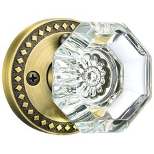 Glass Door Knobs with Lock, Antique Brass Crystal Door Knobs Interior for Pri...
