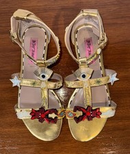 Betsey Johnson Jossy Sandals Metallic Gold  Embellishments Women's Size 6.5 B