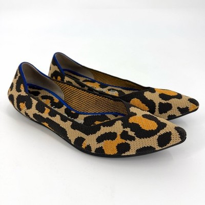 ROTHY S The Point Big Cat Flats Sz 8 Leopard Animal Print Washable Work Retired