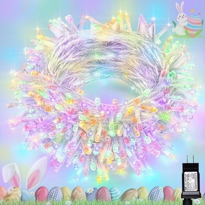Easter Lights, 66ft 200 LED 8 Modes Pastel String Lights, Waterproof & Plug in C