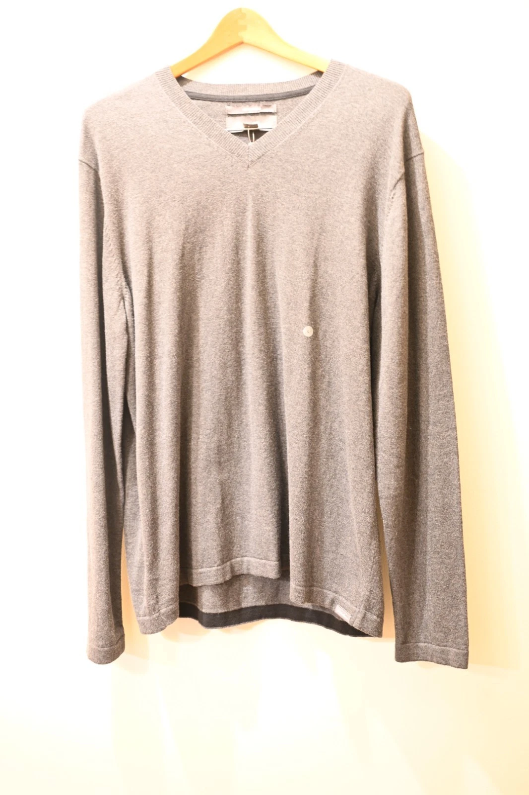 Eddie Bauer Cotton Merino V-Neck Pullover Base Layer Charcoal Long Sleeve L NWT