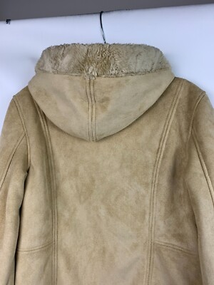 FU DA New York Jacket Tan Faux Suede Hood Zip Pockets Faux FU DA New York Jacket Tan Faux Suede Hood Zip Pockets Faux