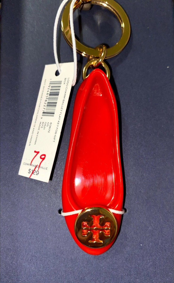 NWT $129 Tory Burch Logo Charm Resin Ballet Flat Key Fob