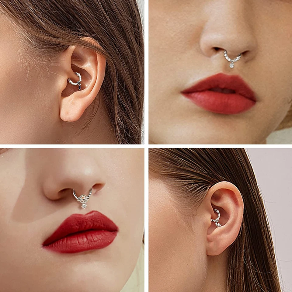 1Pc Surgical Steel Septum Clicker Segment Hoop Nose Rings Daith Earring 16G USA - Image 2 of 4