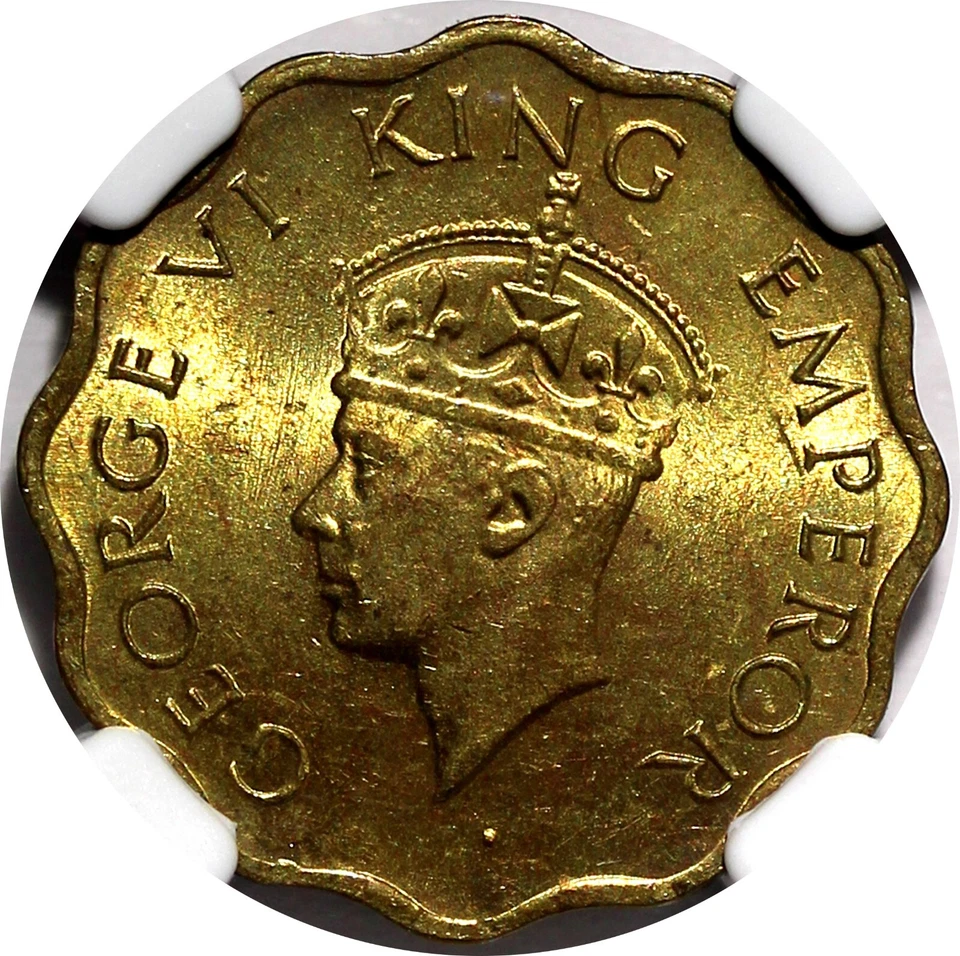 India-British George VI  Nickel-Brass 1943 (B) 1 Anna NGC MS62 KM# 537a (005) - Image 4 of 4