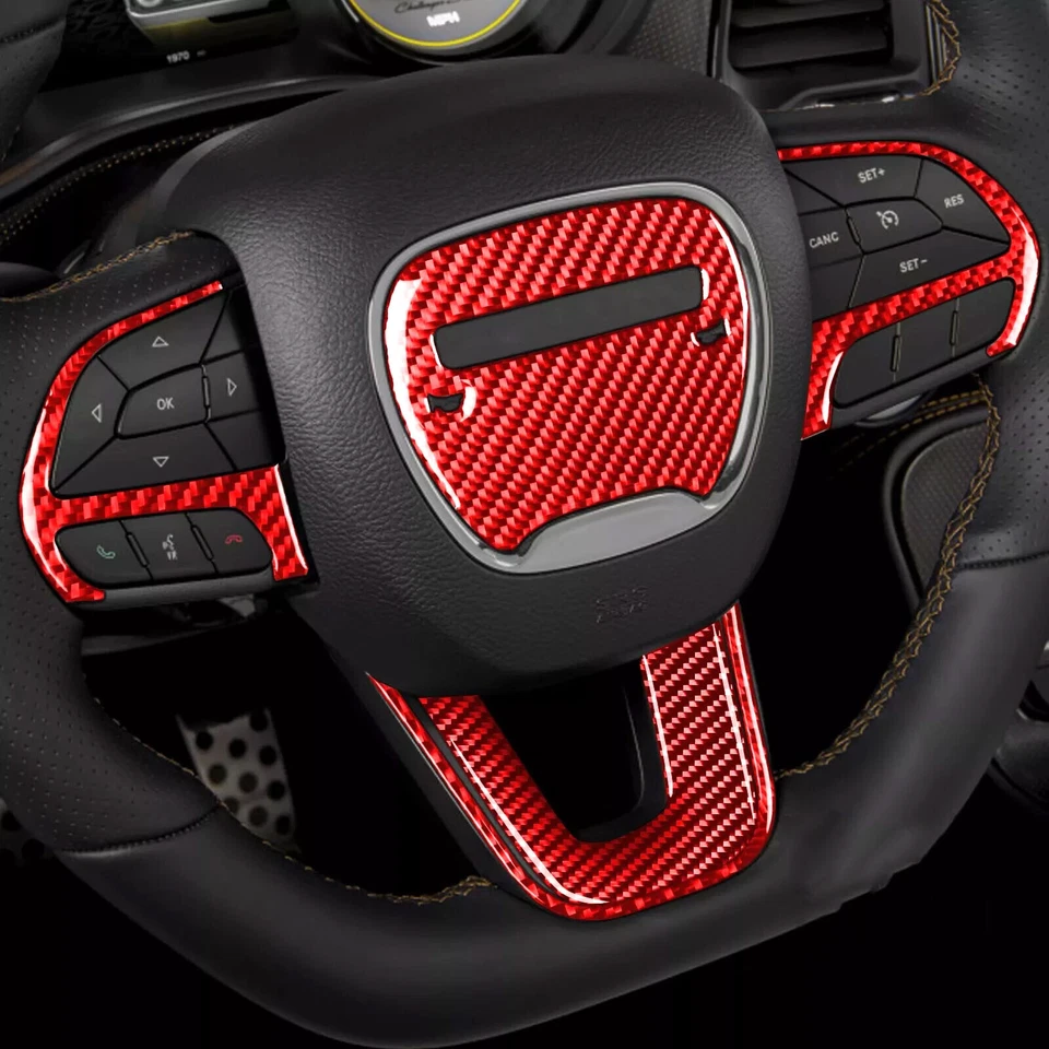 62 peças kits de fibra de carbono vermelha tampa de acabamento interior completo para Dodge Challenger 15-23 - Imagem 2 de 4