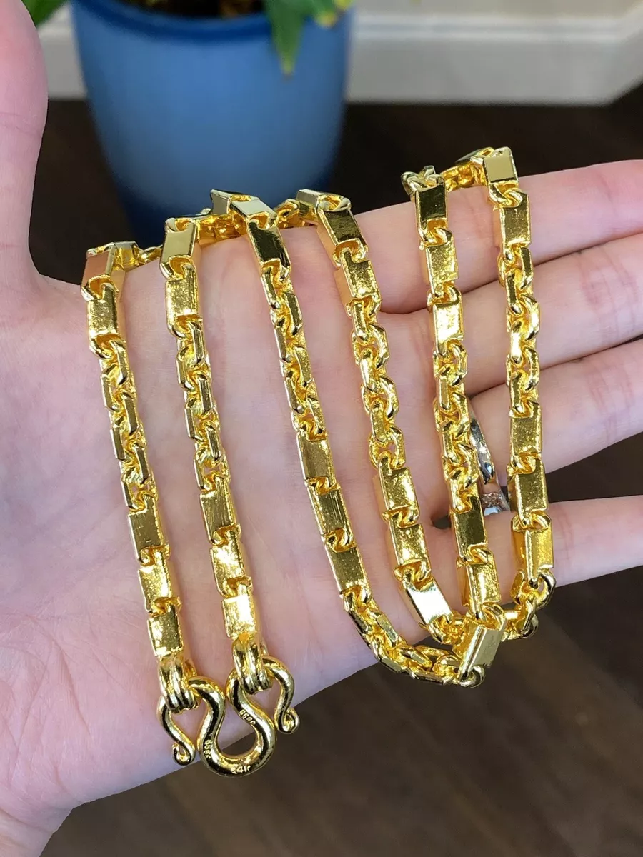 9999 24k Solid gold 175 Gram 3 Box Anchor Style Chain 25 5.2mm