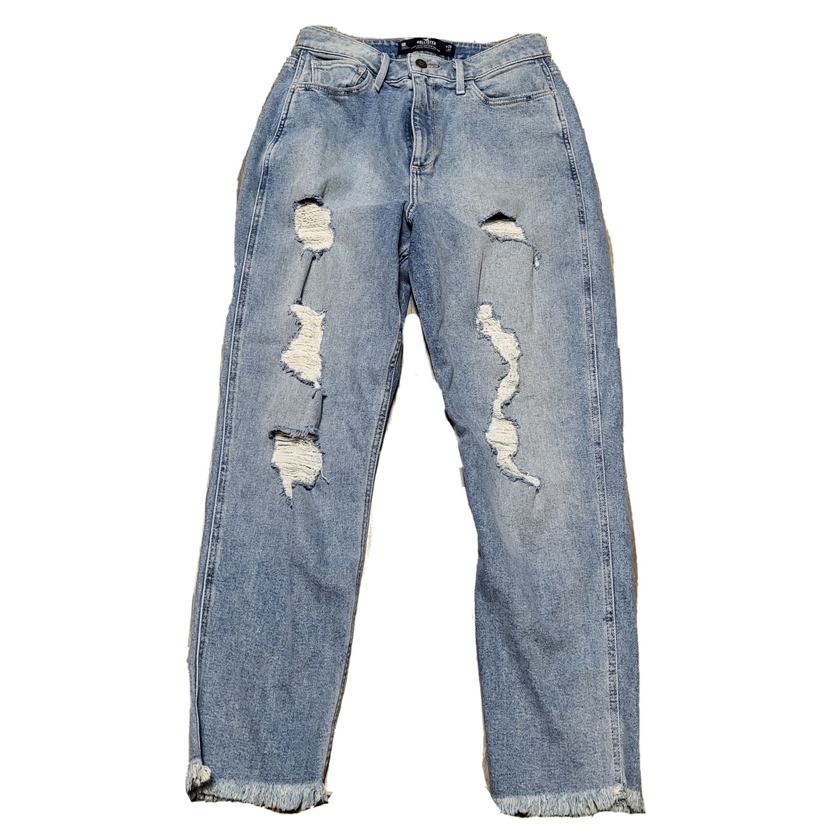Hollister Curvy Ultra High Rise Mom Jeans Light Wash Denim