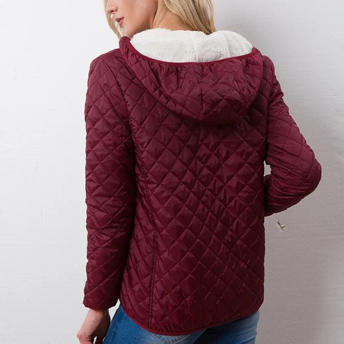 Damen Kapuzen Jacke Freizeit Basic Warm Samt Lamm Parka Mantel Herbst Winter Neu - Bild 2 von 14