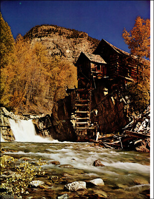 1971 Vintage Print Colorado Gold Silver Mining Mill River Loghouse Log House