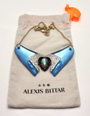 ALEXIS BITTAR BLUE LUCITE LABRADORITE AND CRYSTAL BIB NECKLACE - Main Image