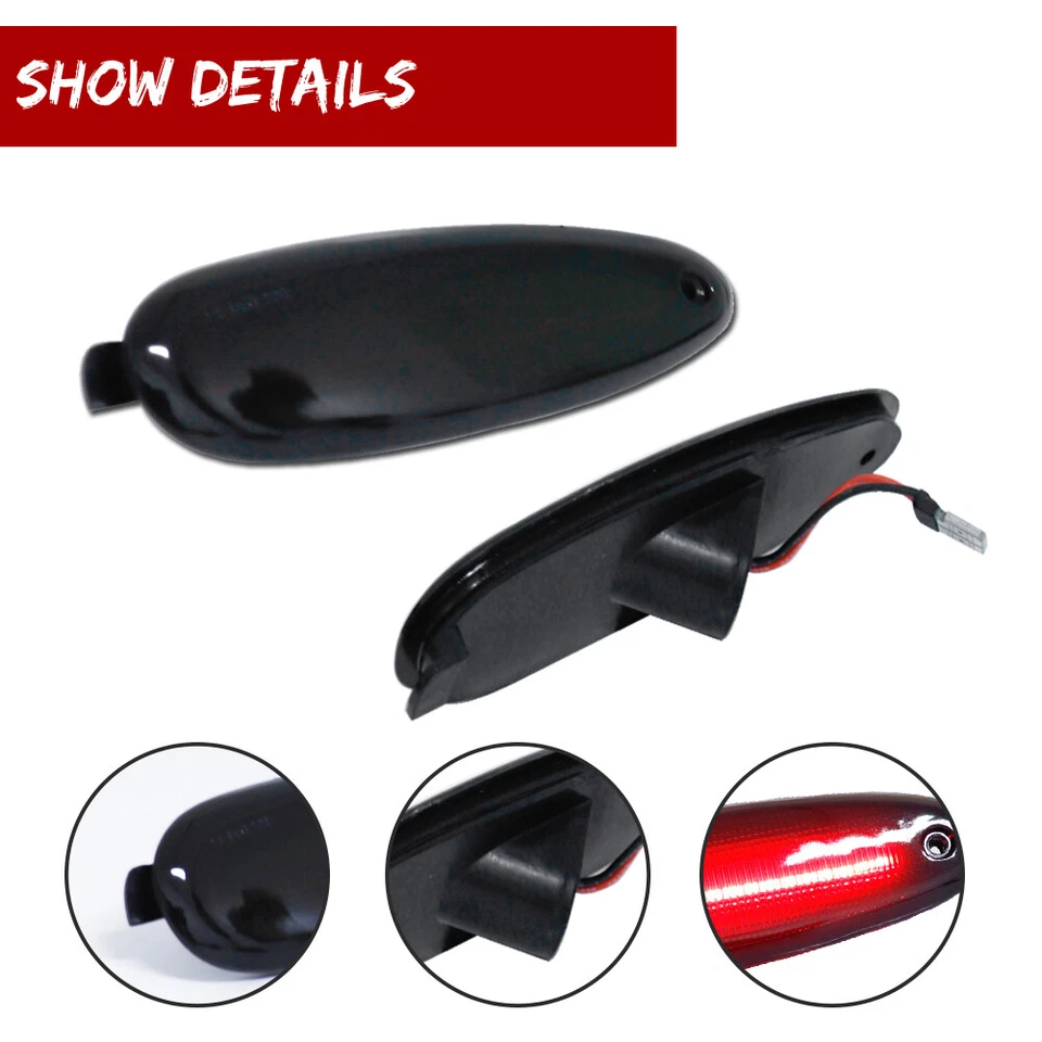 Smoke Red LED Rear Bumper Side Marker Lights For 96-99 Ford Taurus Mercury Sable - Image 3 of 4