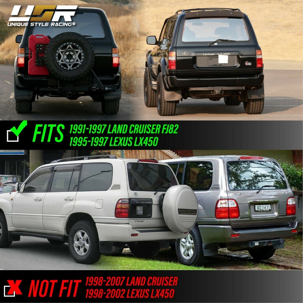 USA DEPO Red/Clear LED Tail Light For 91-97 Toyota Land Cruiser