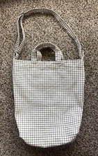 BAGGU Duck  Tote Bag Grid Natural Snap Closure Pocket Canvas