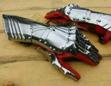 18GA Steel Gauntlets Armor Medieval Late Gothic Knight Finger Gloves LARPT SCA