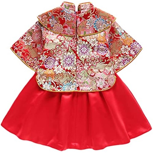 Baby Girls Tang Suit Set Embroidered Chinese Traditional Top Skirt Outfit Cute - Picture 2 of 7
