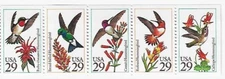 US Hummingbirds 29c Stamp Strip of 5 Scott #2642 - 2646